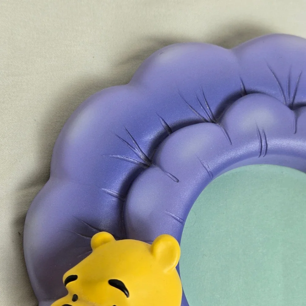 Disney Store Winnie The Pooh 3D Picture Frame Purple Flower Shape Vintage 6.5